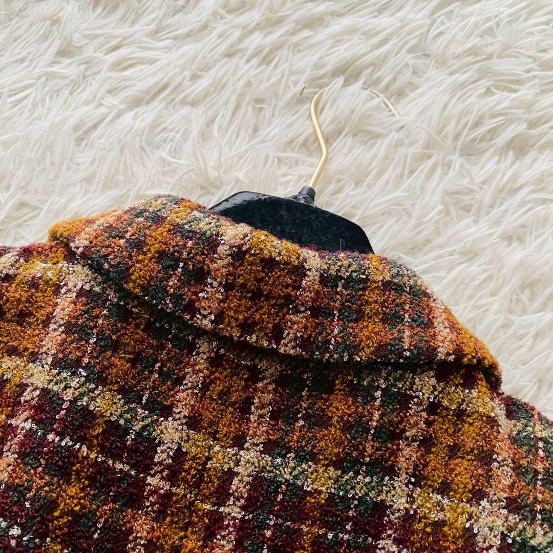 レリアン●極美品●ウールブレンド ミックスツイードチェスターコート 飾り釦 3L