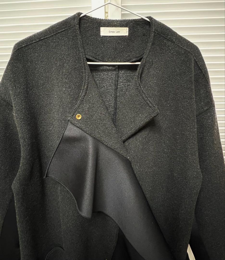 Eimee law ボンディングフリル ビーバーコート 38 スミクロ ブラック