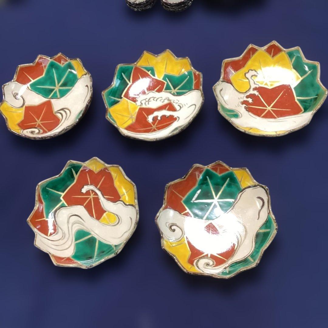 松竹梅　京焼乾山写立田川向付5客　　新品未使用