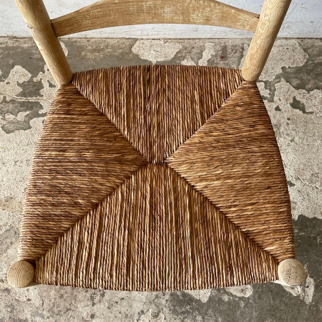 ちいさんビンテージ ダイニング藁チェア　カフェチェア　剥離