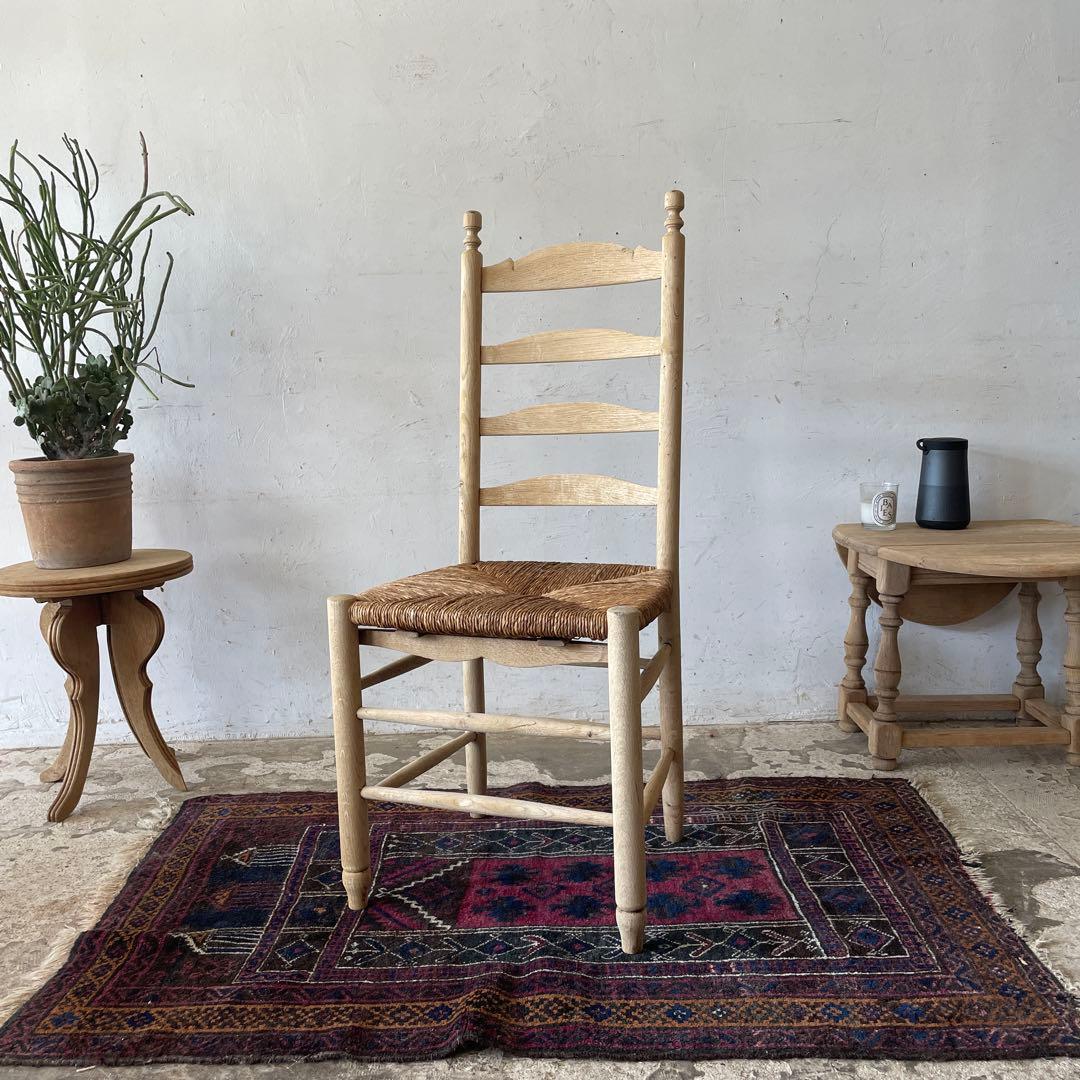 ちいさんビンテージ ダイニング藁チェア　カフェチェア　剥離