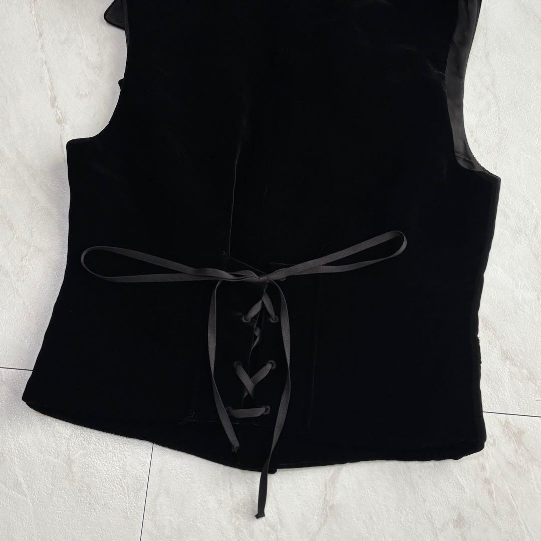 Ralph Lauren ベルベットベスト バックリボン 黒 2