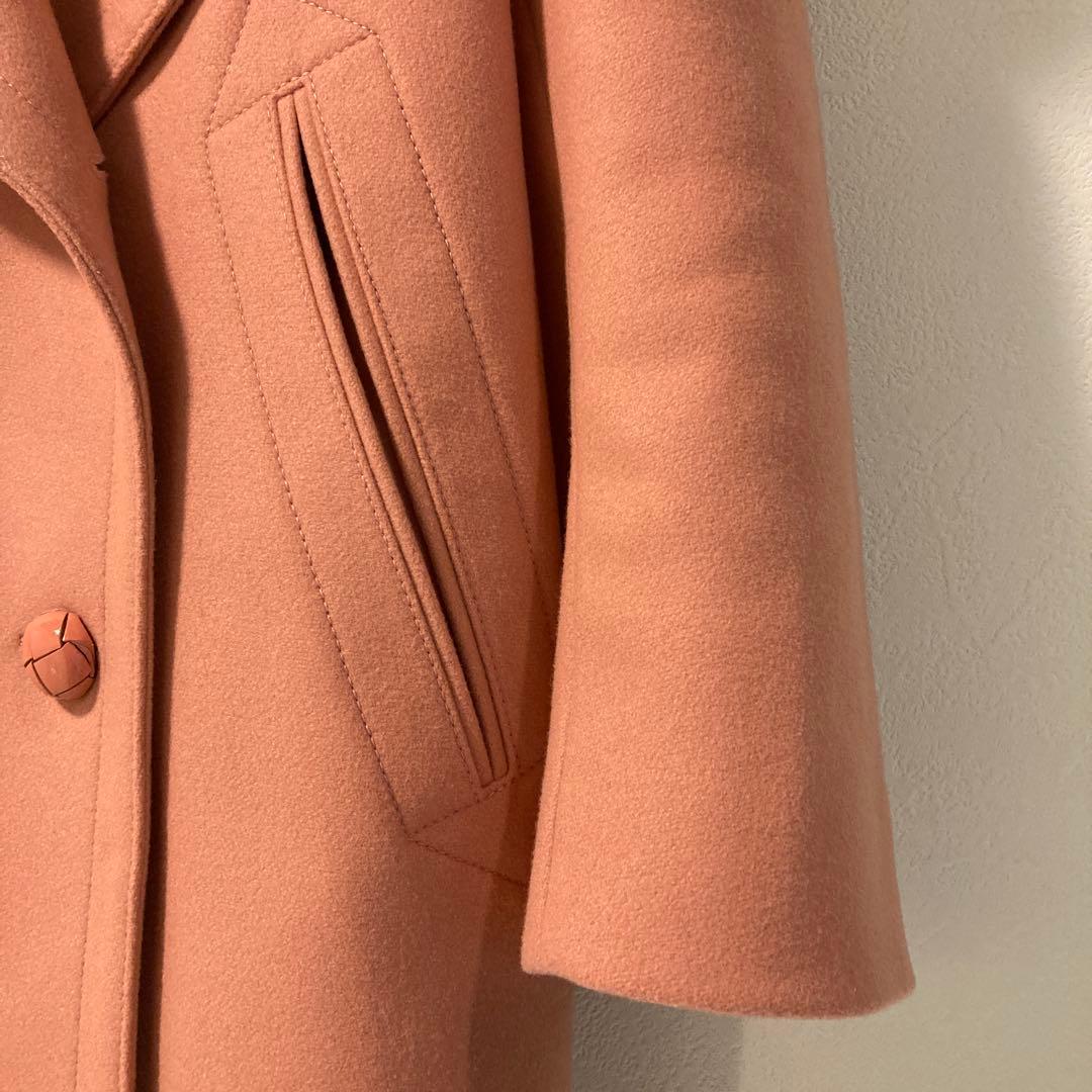 NINA RICCI ウール ダブルコート　ピンク　ロゴ裏地