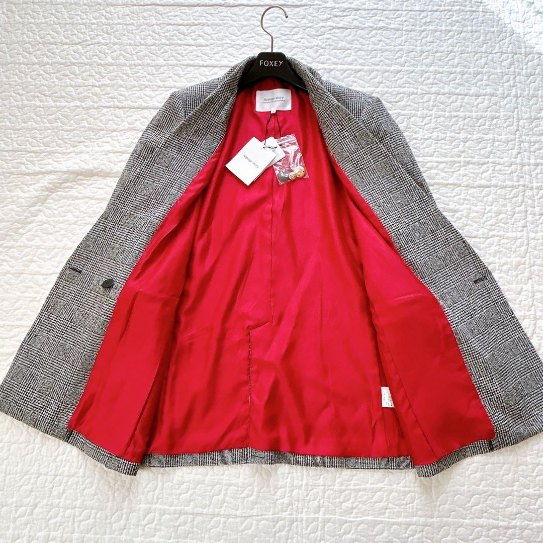 新品タグ付 アルページュストーリー W釦テーラードジャケット 金ボタン チェック