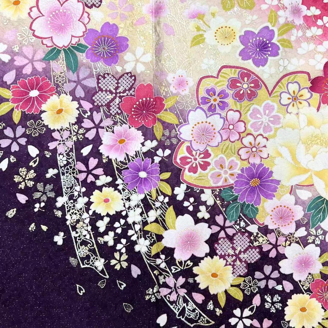 【お得品】 振袖セット 成人式 正絹 振袖 花柄 桜 赤 S87 ●