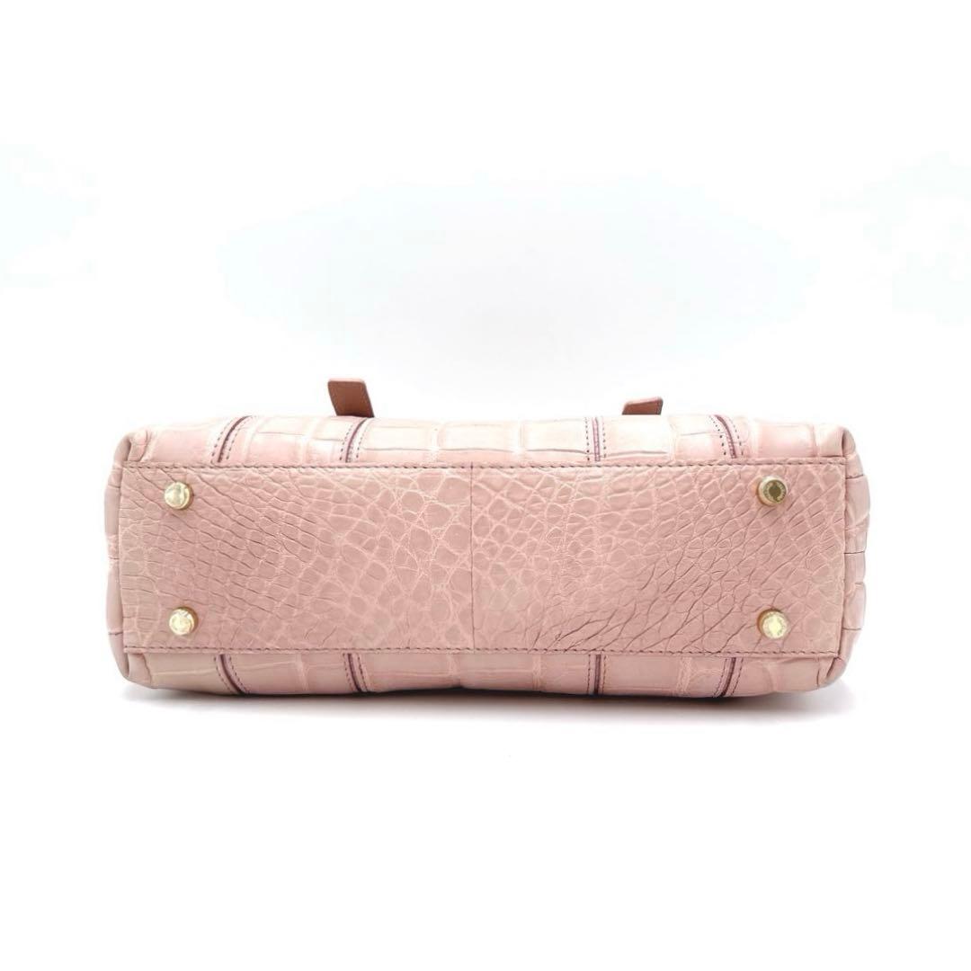 JRA認定 リアルクロコ 本革 2way ショルダーバッグ ハンドバッグ ピンク