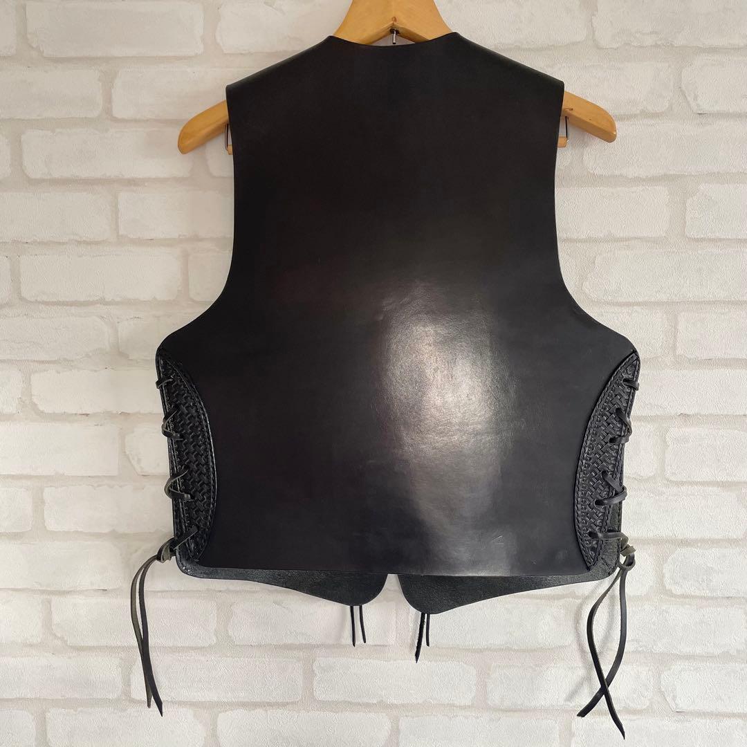 Marvy マービー レザーベスト 革ベスト サドルレザー ブラック カービング