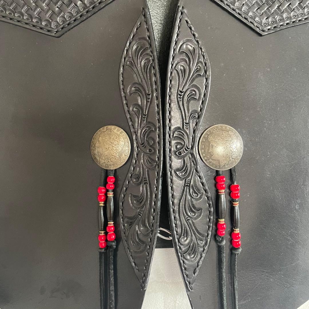 Marvy マービー レザーベスト 革ベスト サドルレザー ブラック カービング