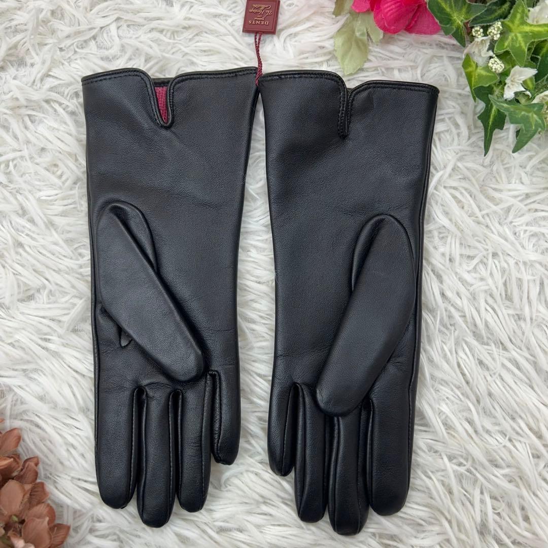 E448 新品未使用 タグ付き デンツ 羊革 レザー 本革 手袋 レディース