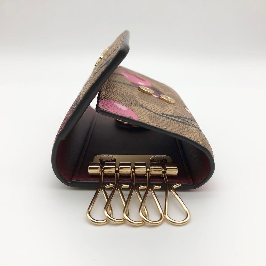 COACH 大人気！！ 5リングキーケース シグネチャー チェリープリント 新品