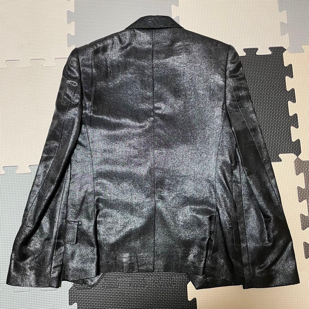 MIDAS9 黒 テーラードコーティングジャケット　ラメ