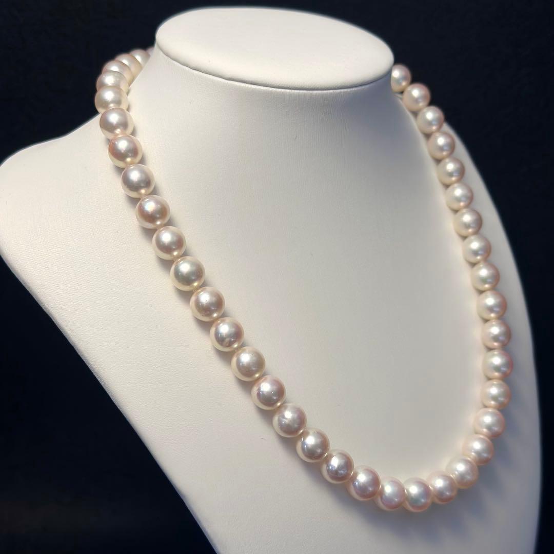 超大珠✨テリ強　K14WG アコヤ真珠　パール　ネックレス 糸替え済 9.5mm