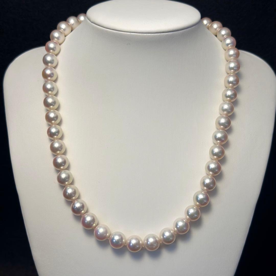 超大珠✨テリ強　K14WG アコヤ真珠　パール　ネックレス 糸替え済 9.5mm