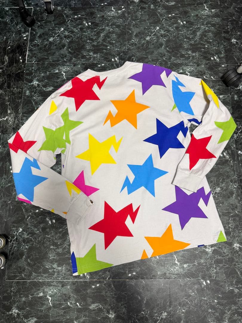 A BATHING APE スターマルチ　総柄　BAPE ロングTシャツ XL
