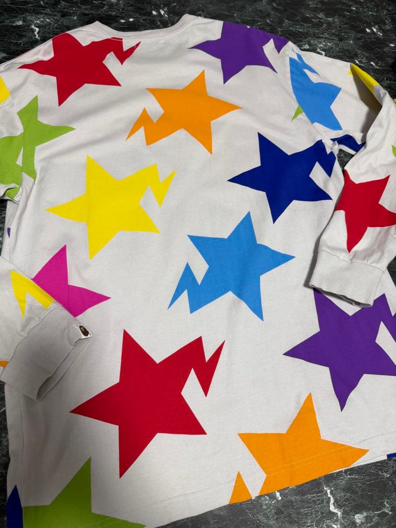 A BATHING APE スターマルチ　総柄　BAPE ロングTシャツ XL