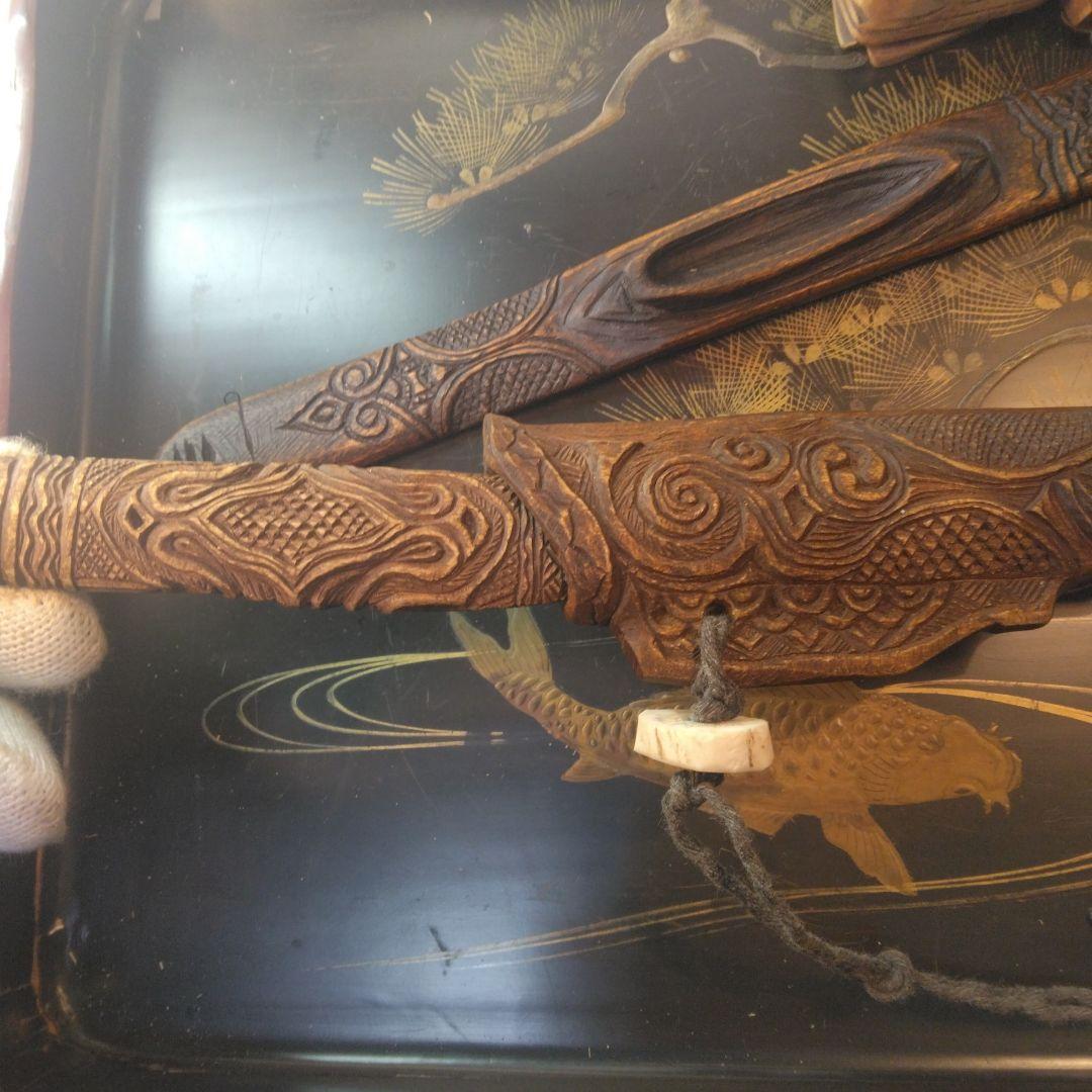 アイヌマキリ　イクパスイ　木製魚の彫刻　北海道　骨董昭和。