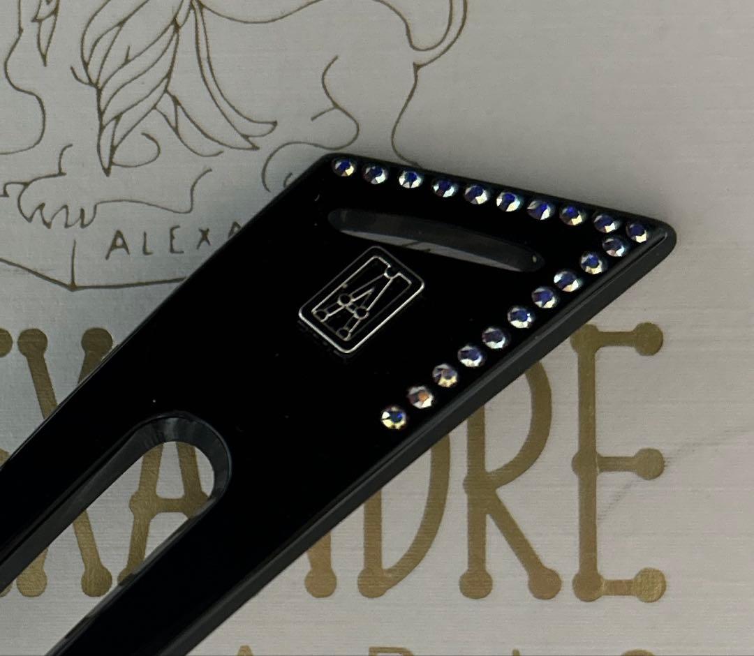新品 Alexandre de Paris ストーン付き黒ヘアピン