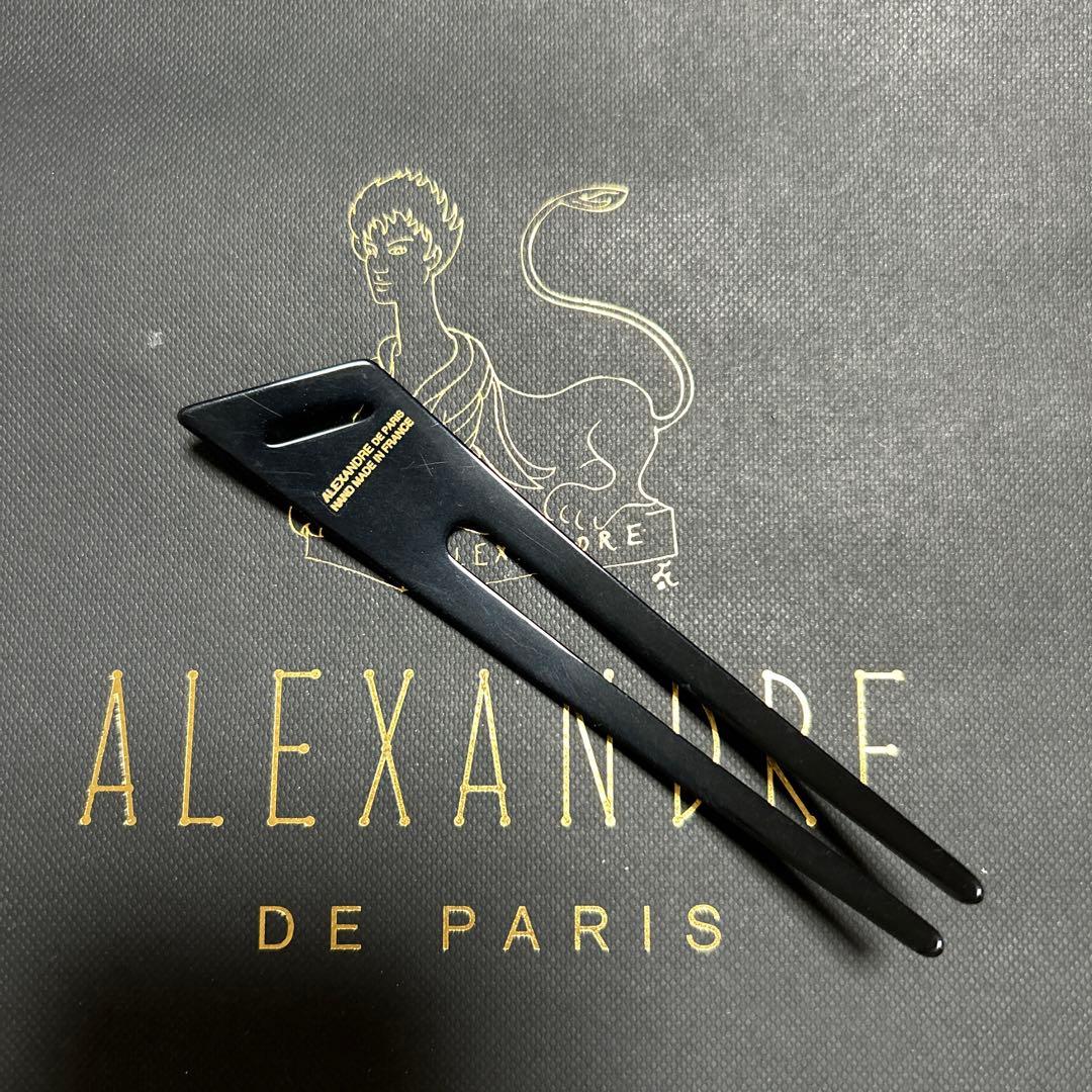 新品 Alexandre de Paris ストーン付き黒ヘアピン