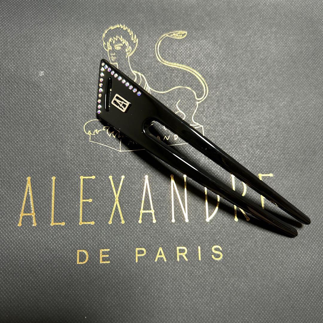 新品 Alexandre de Paris ストーン付き黒ヘアピン