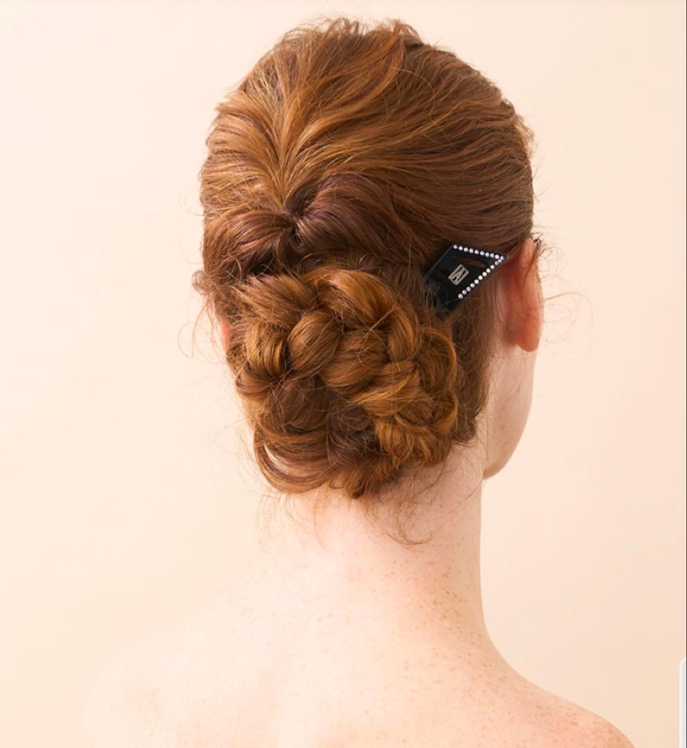 新品 Alexandre de Paris ストーン付き黒ヘアピン