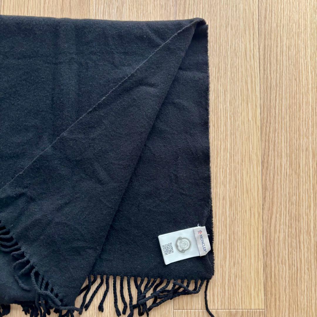 MONCLER ロゴパッチ ウールマフラー ブラック