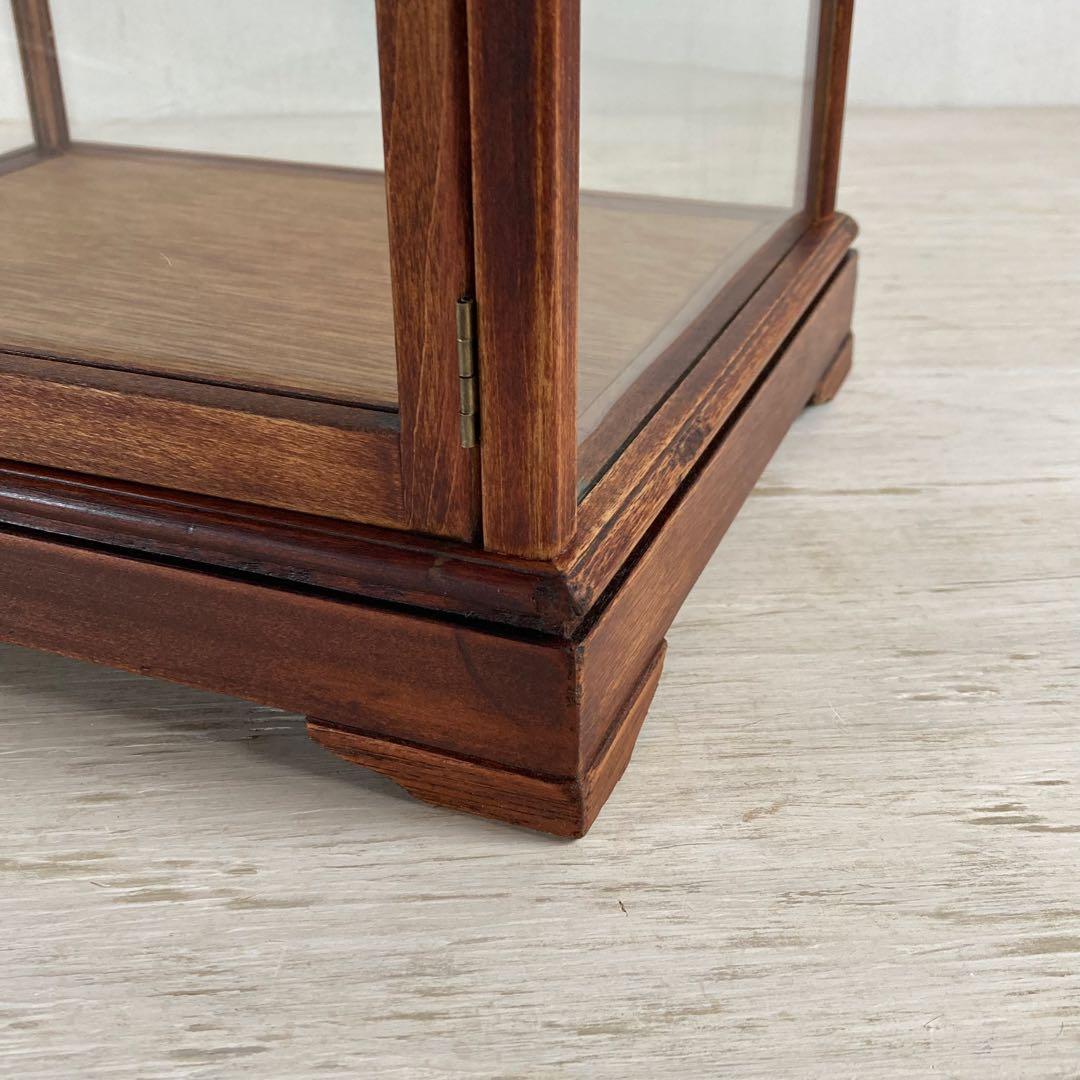 古い木製 ガラスケース 3段 卓上 ショーケース 展示ケース 店舗什器