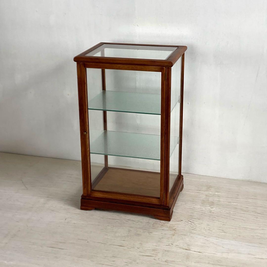 古い木製 ガラスケース 3段 卓上 ショーケース 展示ケース 店舗什器