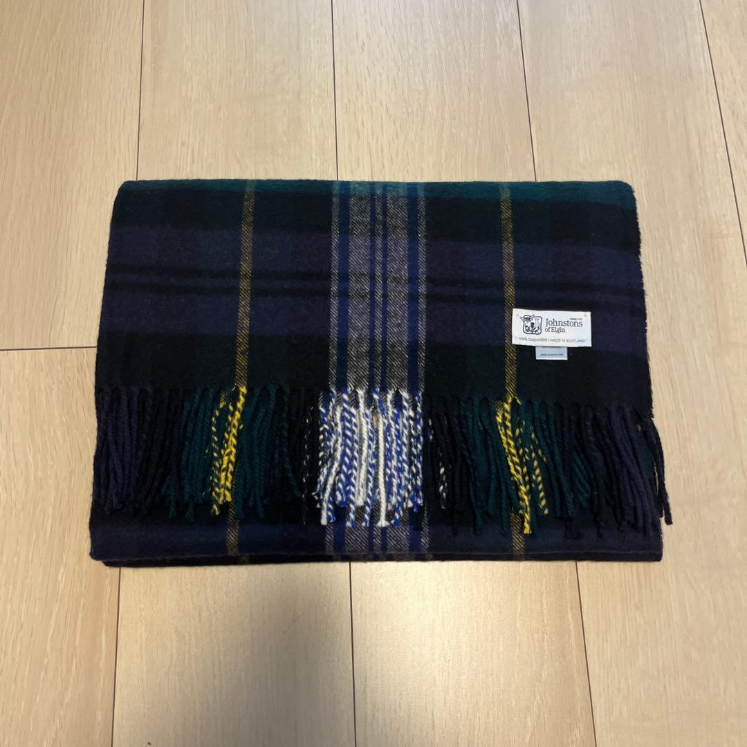 JOHNSTONS ジョンストンズ カシミヤ チェック柄マフラー 大判ストール
