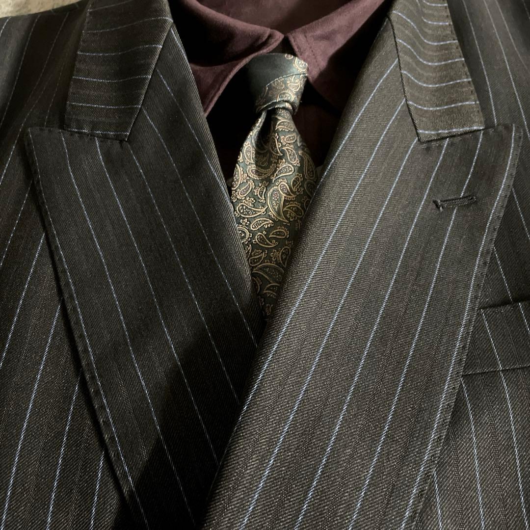 極美品 England製 極上ウール BALENCIAGA ネクタイ スーツXL