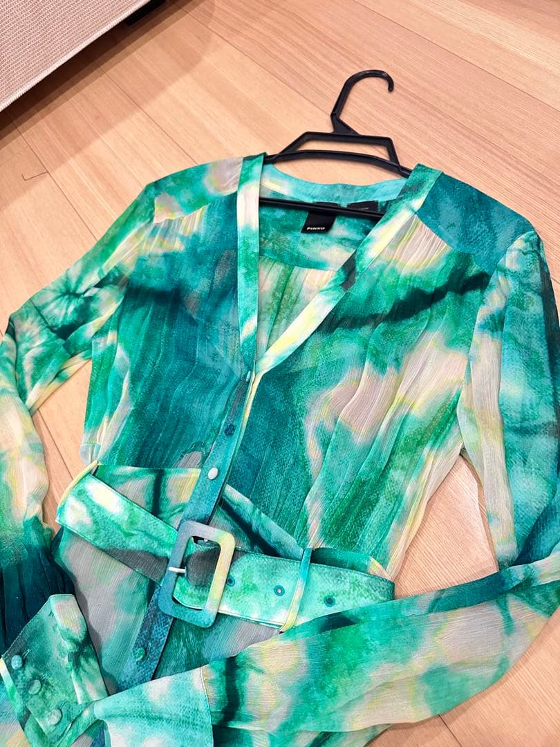 PINKO グリーンタイダイ柄ドレス