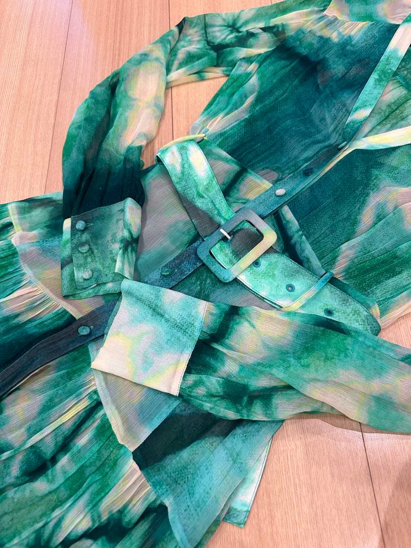 PINKO グリーンタイダイ柄ドレス