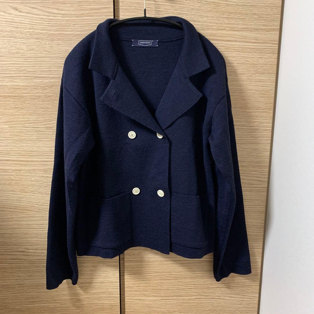 ハンドルーム　ニットジャケット　ネイビー