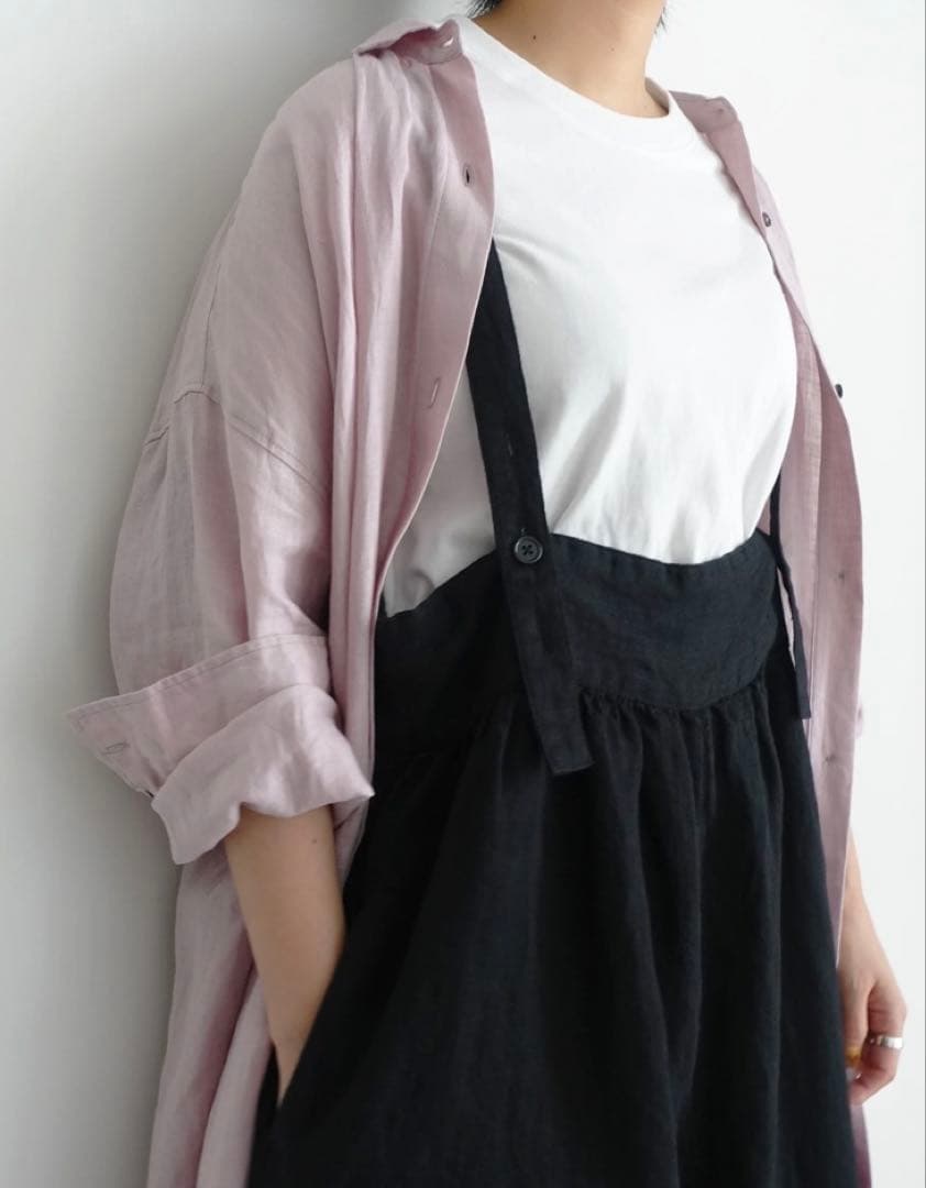 現行品⭐︎定価19,800円 ichi イチ　リネンサロペット　黒