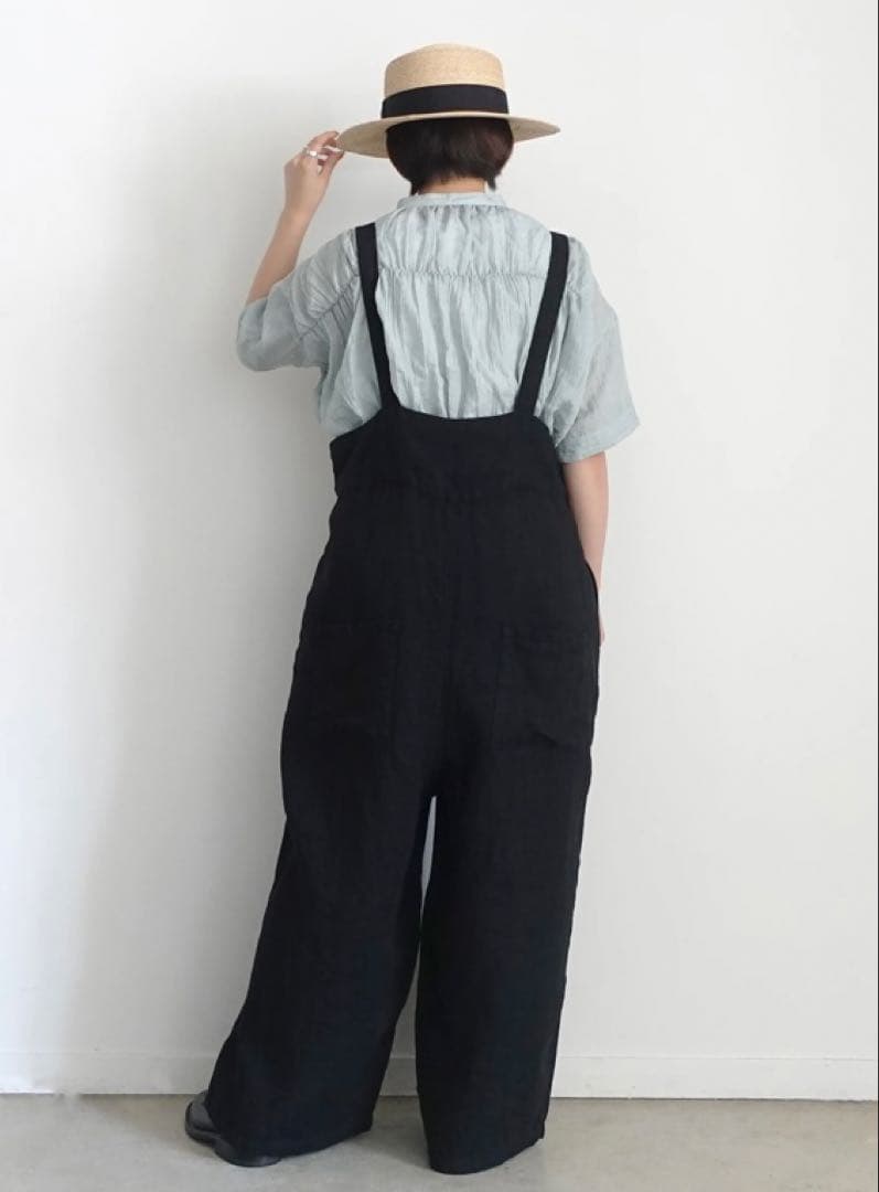 現行品⭐︎定価19,800円 ichi イチ　リネンサロペット　黒