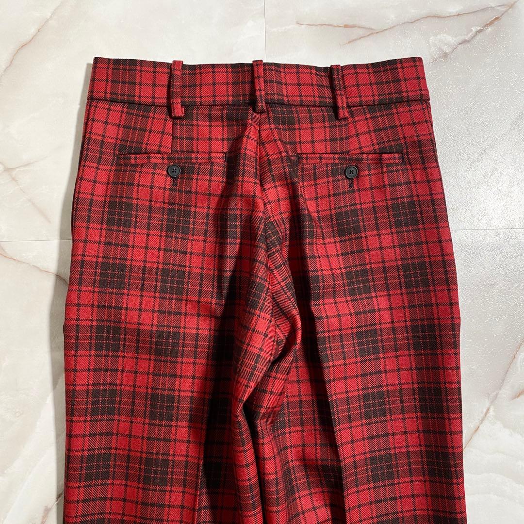 A17599 未使用 メゾンキツネ タータンチェックスラックスパンツ 赤 40