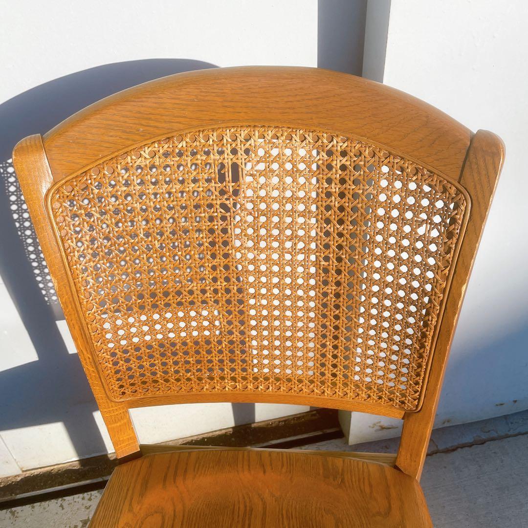 【希少②】マルニ maruni 木製ダイニングチェア ラタン 籐 旧ロゴ 椅子