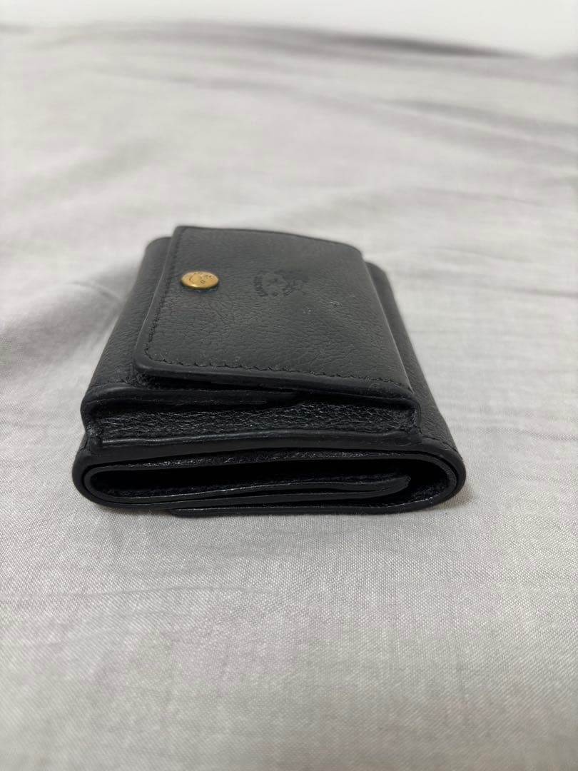 【美品】IL BISONTE イルビゾンテ ３つ折り財布 レザー 黒