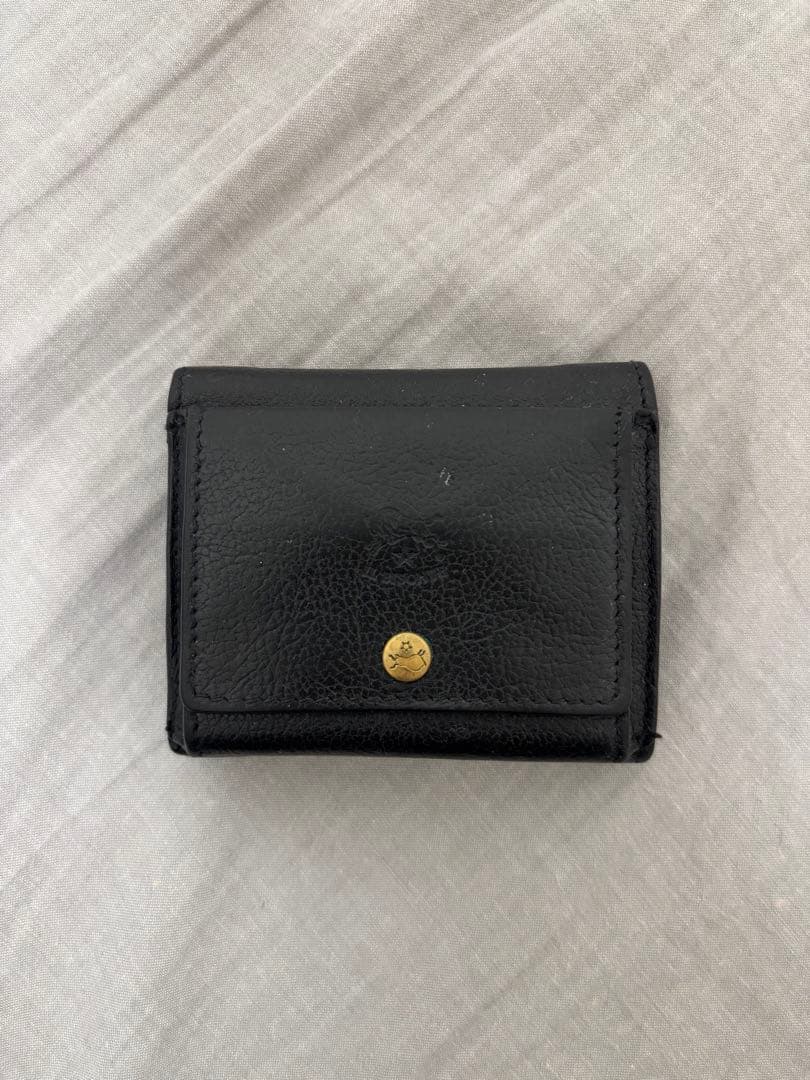 【美品】IL BISONTE イルビゾンテ ３つ折り財布 レザー 黒