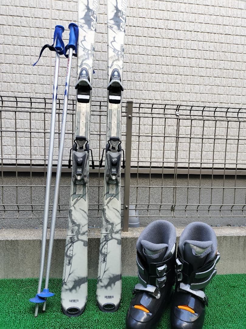 elan スキー板 マーブル模様 スキーブーツ付き