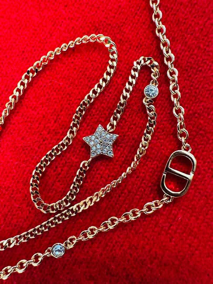 Christian Dior ゴールドトーンダブルネックレス