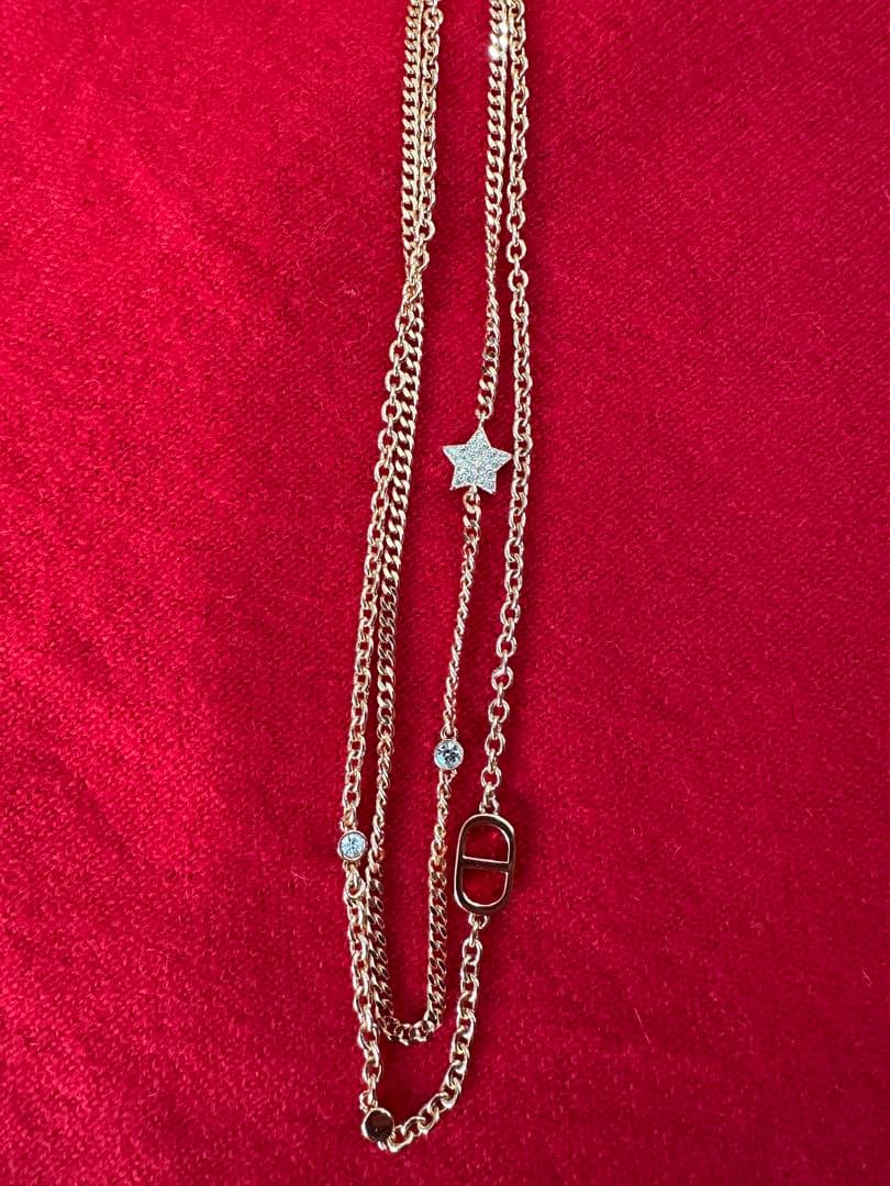 Christian Dior ゴールドトーンダブルネックレス
