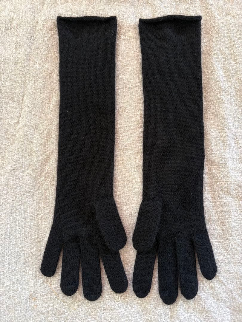 エルメスマルジェラ期カシミヤロンググローブ　手袋　ブラック