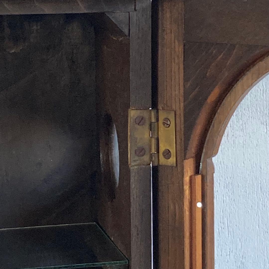 古い壁掛けガラスケース 3段 飾り棚