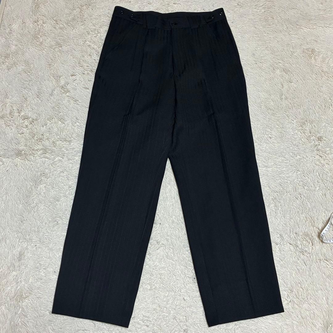 マオカラー 美品 ブラック 黒 シャドーストライプ ジャケット パンツ スーツ