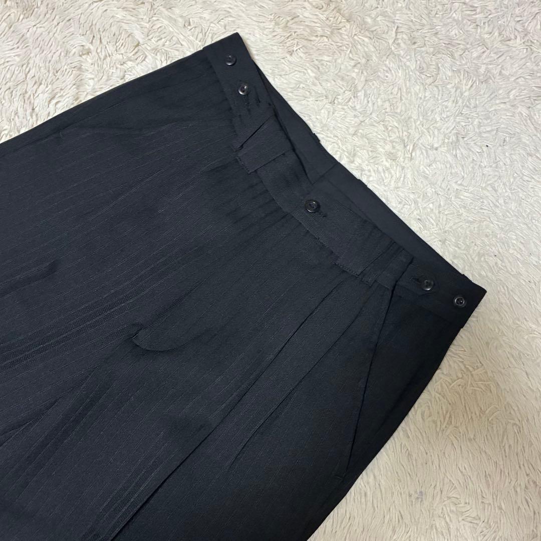 マオカラー 美品 ブラック 黒 シャドーストライプ ジャケット パンツ スーツ