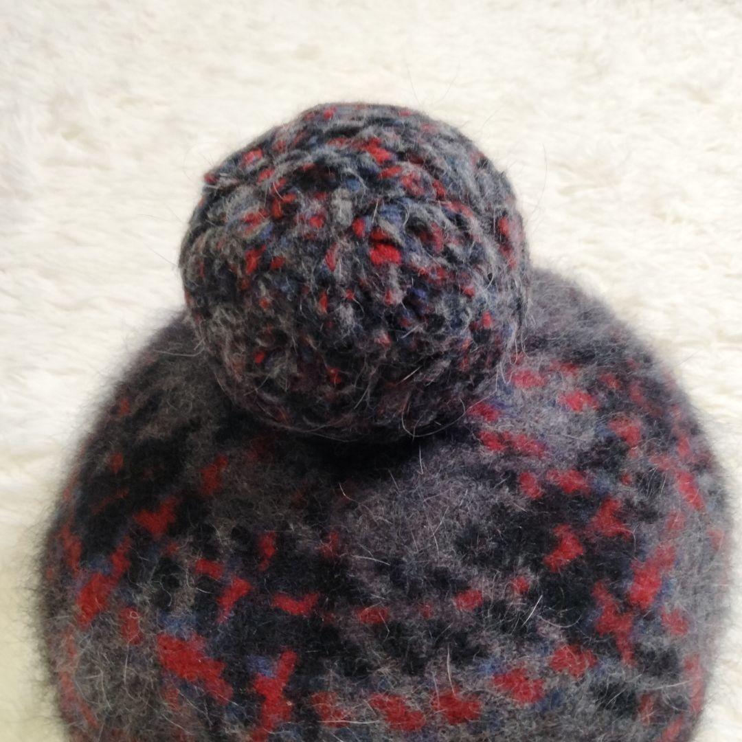 【美品】Vivienne Westwood オーブ ベレー帽 ポンポン グレー赤