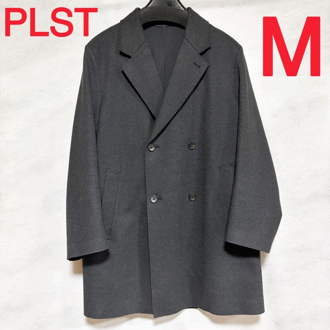 PLST プレシャスニットメルトンダブルブレストコート M ヘリンボーン