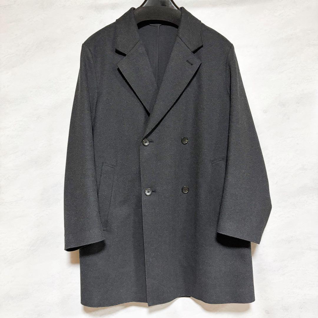 PLST プレシャスニットメルトンダブルブレストコート M ヘリンボーン