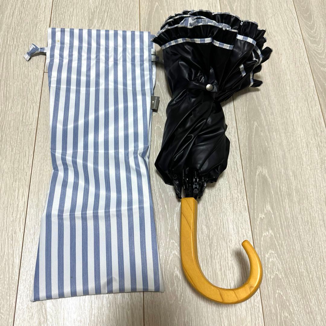 【みみとん様用】サンバリア100 ストライプ柄2段折フリル日傘