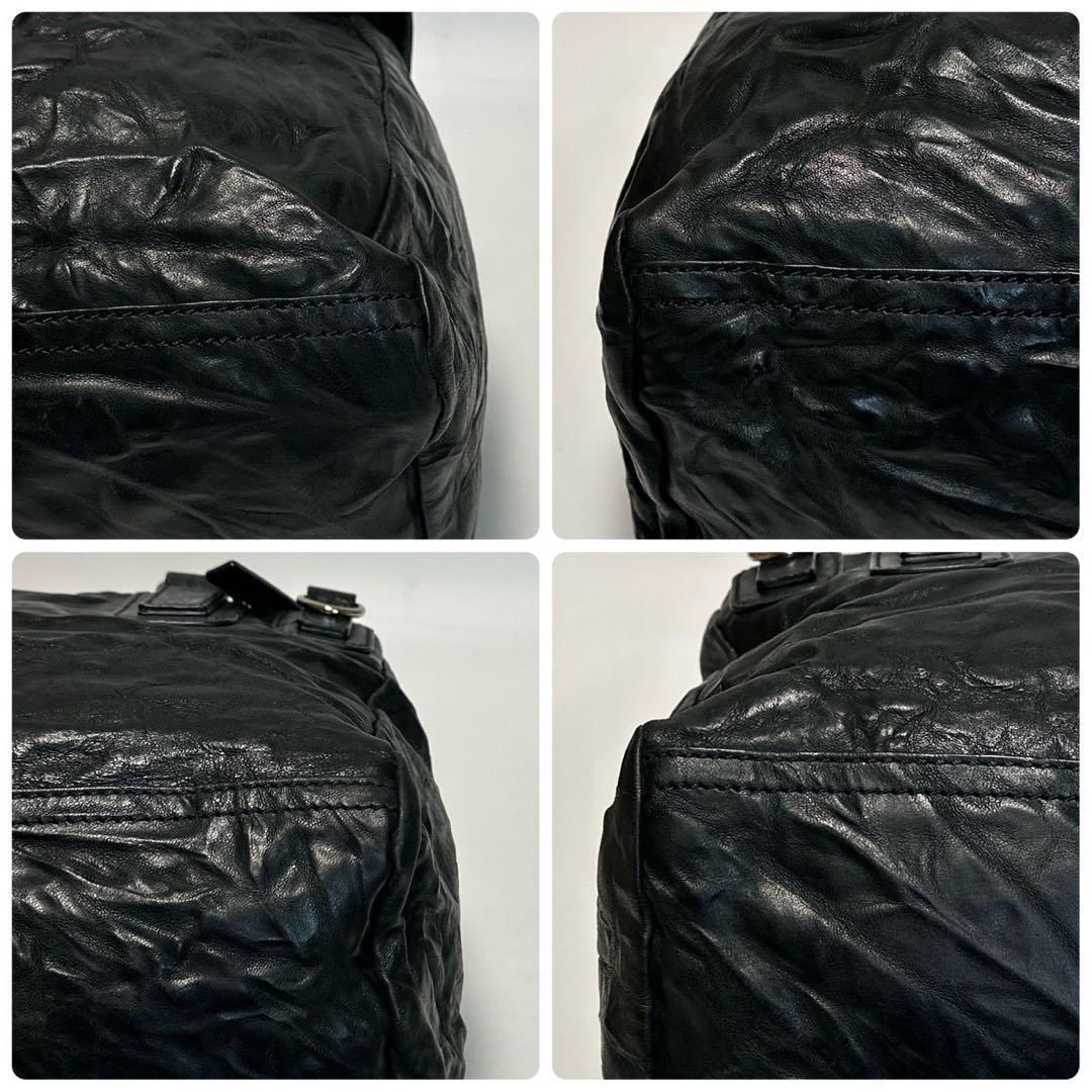 t81【極美品】保存袋付　ジバンシー　パンドラ　黒　シワ加工　2wayショルダー